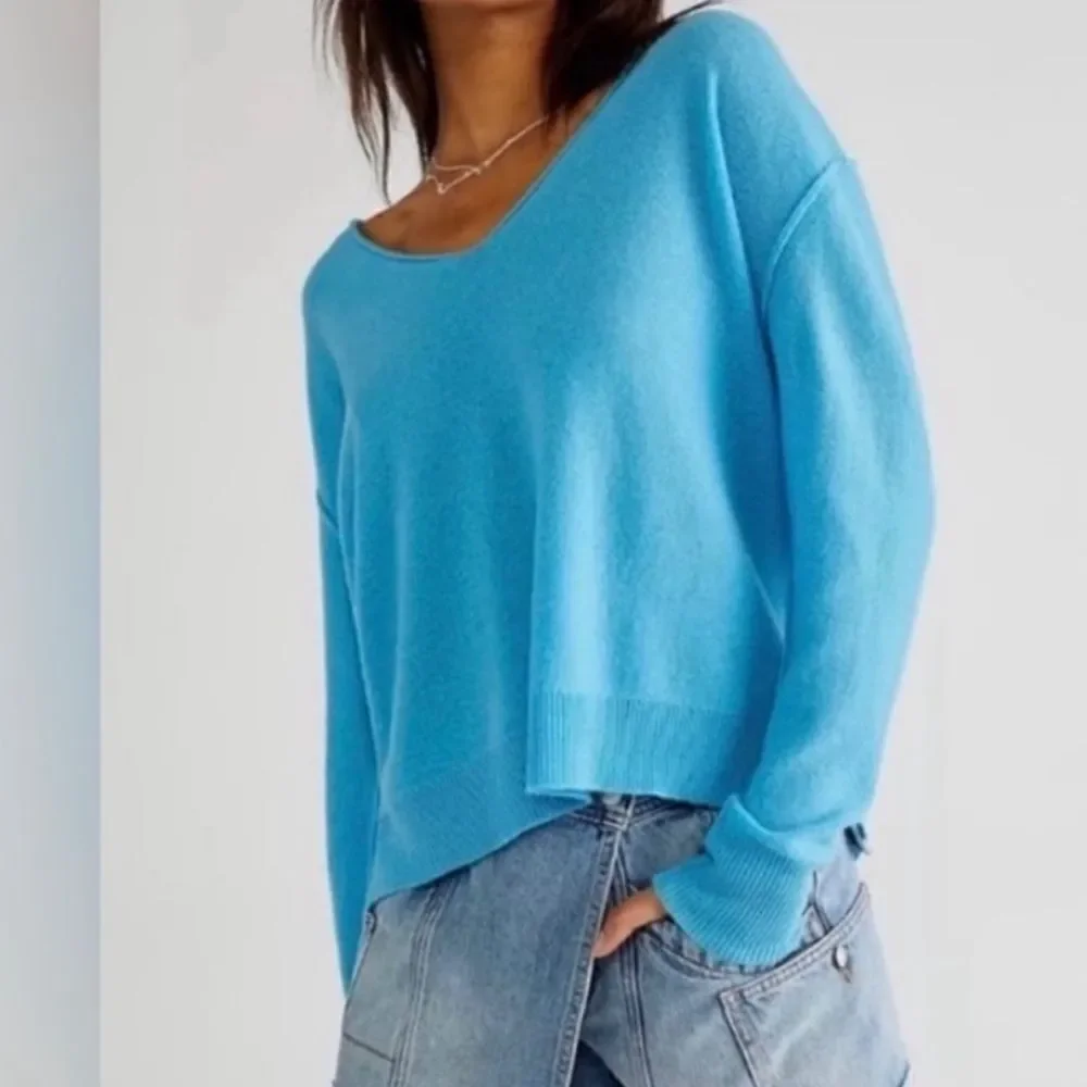 NEW FREE PEOPLE HARMONY CASHMERE V NECK SWEATER